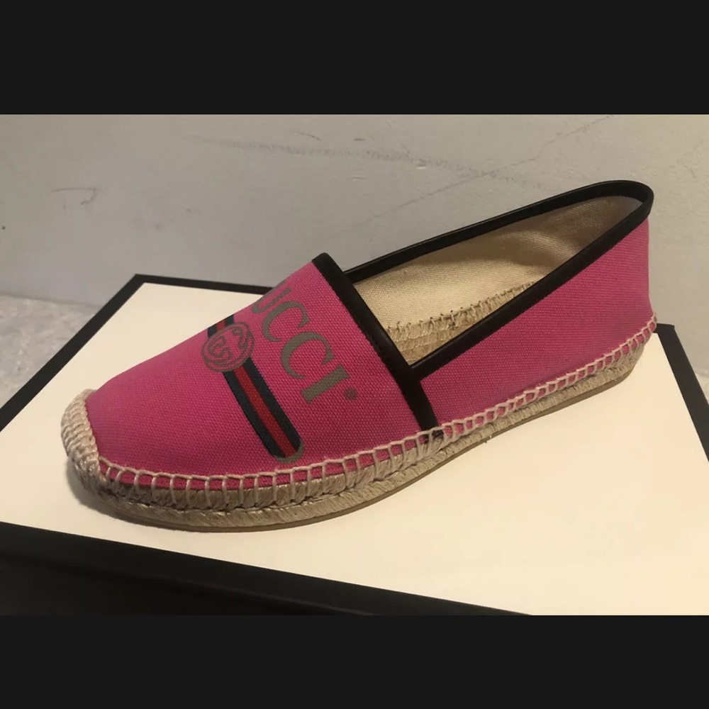 Gucci Pink Canvas Espadrilles Size 39.5 Authentic - Picture 6 of 14